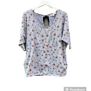 Tempted Top Shirt Hearts Arrows Black Bow Ruching Sz 2x